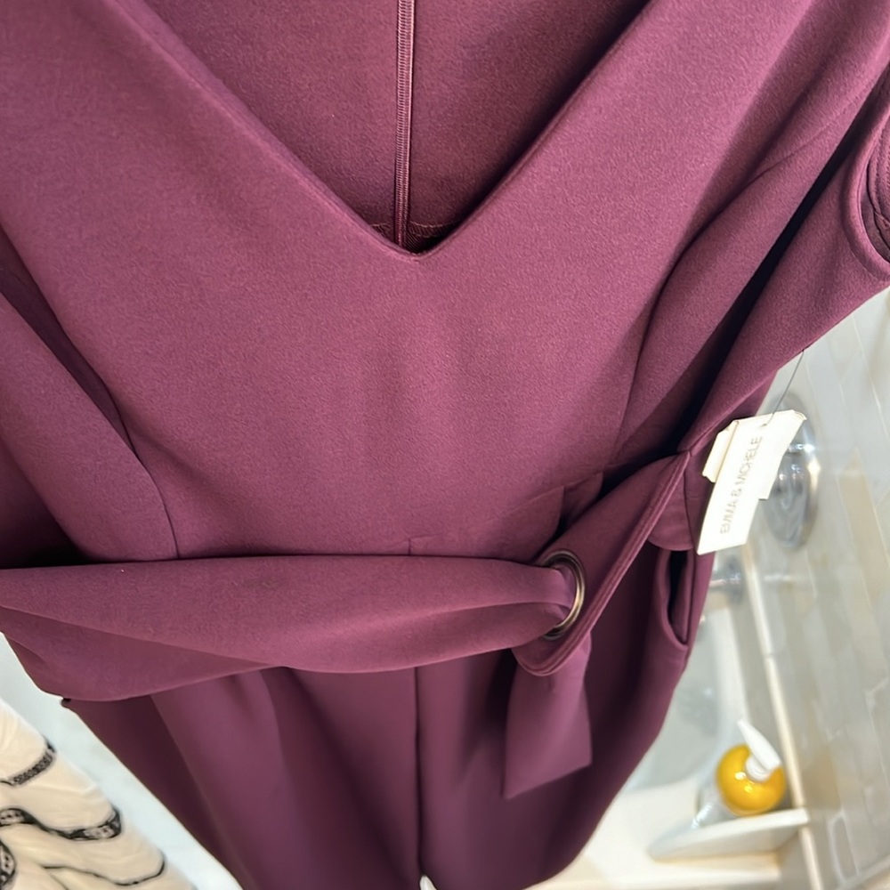 NWT Emma & Michele Plum Wide Leg Jumpsuit w/ Belt & Pockets Size 12 - Picture 8 of 12